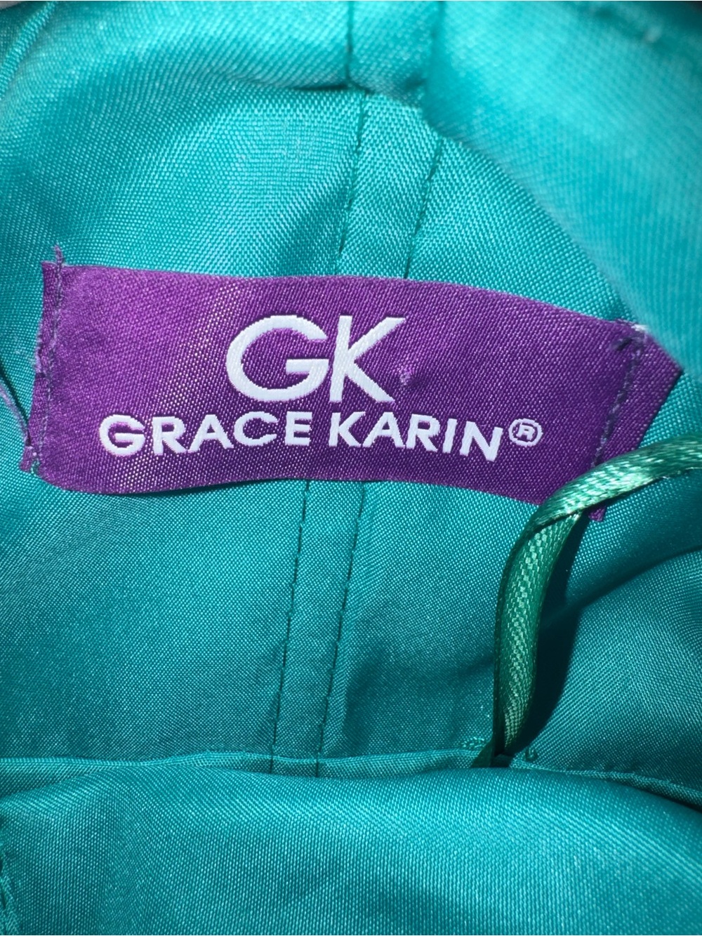Grace Karin Sz 4 Teal Rhinestone Ruffle Corset Homecoming Dress Mermaidcore Fae - Picture 7 of 10